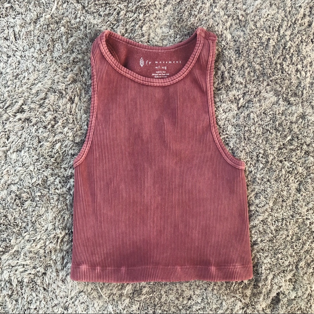 Free People Cropped Ribbed Tank in Dusty Rose Mauve